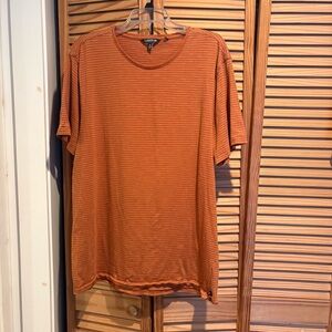 Toad & Co women’s short sleeve shirt orange striped Gorpcore organic cotton XL
